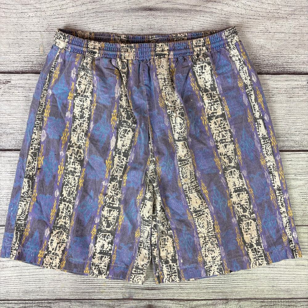 Vintage 1990s Electricity Multicolor Striped Swim Trunks